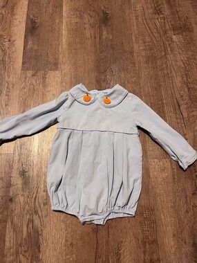 Southern Taters Light Blue Long-Sleeve French Knot Pumpkin Collared Detail 3T